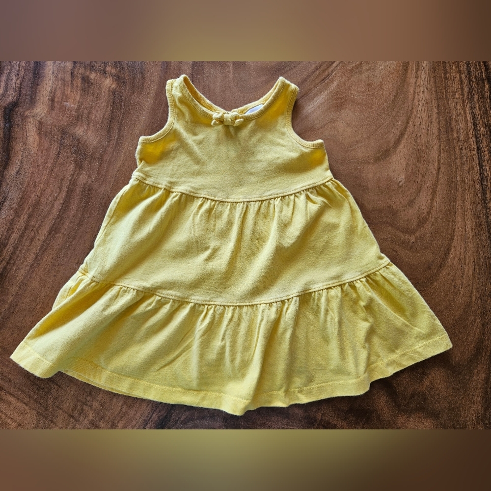 Hanna Andersson Dress Size 2T Bright Yellow Tiered Dress